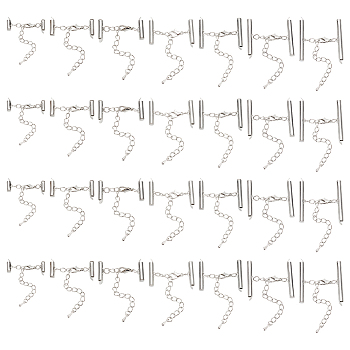 Iron Chain Extender, End Chains with Slide on End Clasps and Lobster Claw Clasps, Platinum, 13~37.5mm, Hole: 3mm, Inner Diameter: 4mm, 4Pcs/style, 7 Style, 28Pcs/box