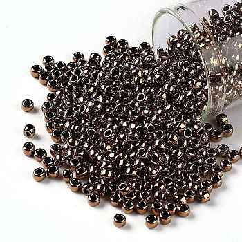 TOHO Round Seed Beads, Japanese Seed Beads, (221) Bronze, 8/0, 3mm, Hole: 1mm, about 222pcs/10g