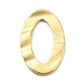 304 Stainless Steel Linking Rings, Wavy, Oval, Real 14K Gold Plated, 25.5x15x1.5mm, Inner Diameter: 17.5x7.5mm