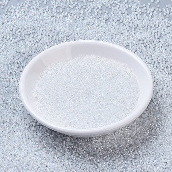 MIYUKI Round Rocailles Beads, Japanese Seed Beads, (RR284) White Lined Crystal AB, 11/0, 2x1.3mm, Hole: 0.8mm, about 5500pcs/50g