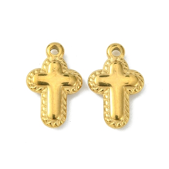 304 Stainless Steel Pendants, Cross Charms, Golden, 20x12.5x3.4mm, Hole: 2mm