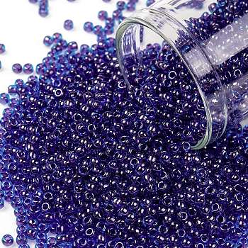 TOHO Round Seed Beads, Japanese Seed Beads, (361) Inside Color Dark Aqua/Violet Lined, 11/0, 2.2mm, Hole: 0.8mm, about 5555pcs/50g