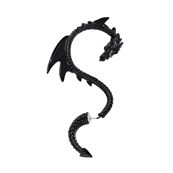 Alloy Dragon Stud Earrings for Women, Black, 145mm