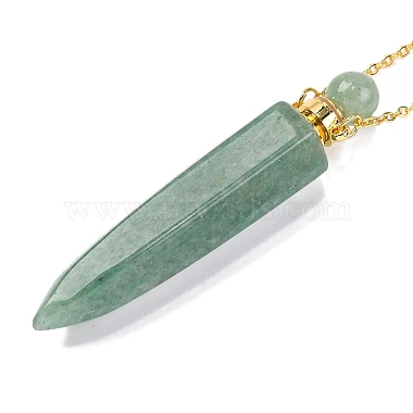 Natural Green Aventurine Bullet Shaped Perfume Bottle Pendant Necklaces(G-B089-02G-03)-3