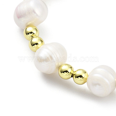 bracelet réglable en perles naturelles et en laiton tressé pour femme(BJEW-O187-01)-2