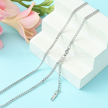 304 Stainless Steel Curb Chain Necklace for Men Women(NJEW-YW0001-14)-5