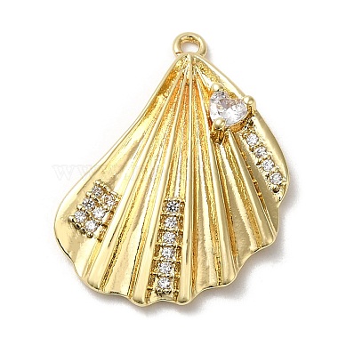 Golden Clear Shell Shape Brass+Cubic Zirconia Pendants
