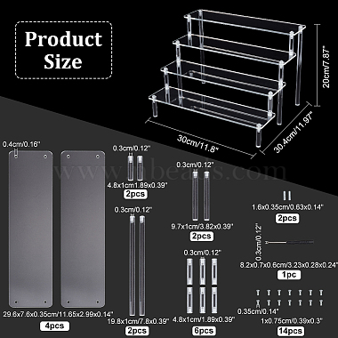 4-Tier Assembled Transparent Acrylic Organizer Display Risers(ODIS-WH0029-86A)-2