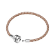 TINYSAND Rhodium Plated 925 Sterling Silver Braided Leather Bracelet Making(TS-B-127-17)-2