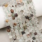 Natural Green Lodolite Quartz Beads Strands, Faceted, Twist, 6~6.5x5x5mm, Hole: 1mm, about 58~61pcs/strand, 14.17''~14.69''(36~37.3cm)(G-P611-C30-01)