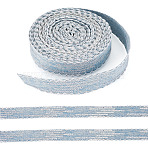 Polyester Denim Ribbons, Clothes Accessories, with Sequins, Light Blue, 1-1/8 inch(27mm), about 10.00 Yards(9.14m)/Roll(OCOR-TAC0015-28A)