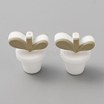 Leaf Pot Food Grade Eco-Friendly Silicone Beads, Tan, 30x26x20mm, Hole: 2mm(SIL-WH0014-18A)