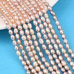 Natural Cultured Freshwater Pearl Beads Strands, Rice, Grade 3A, Thistle, 4.5~5mm, Hole: 0.6mm, about 62~65pcs/strand, 13.98~14.17''(35.5~36cm)(PEAR-F020-11)