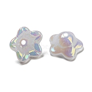 Iridescent Acrylic Bead Caps, AB Color Plated, 5-Petal Flower, Creamy White, 12.5x12.5x6.5mm, Hole: 1.5mm(OACR-C021-08I)