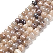 Electroplated Natural Quartz Round Beads Strands, Faceted(128 Facets), 10mm, Hole: 1.4mm, about 38pcs/strand, 14.96 inch(38cm)(G-L598-A06-03)