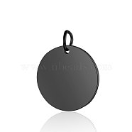 201 Stainless Steel Pendants, Flat Round, Stamping Blank Tag, Gunmetal, 22x1.5mm, Hole: 5mm(STAS-S105-T593-4)