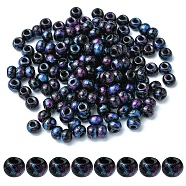 6/0 Opaque Glass Seed Beads, Round Hole, Rondelle, Black, 4~4.5x3~4mm, Hole: 0.8~1.5mm, 10g/box(SEED-YW0002-13I)