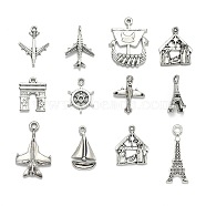 Tibetan Style Alloy Pendants, Lead Free & Cadmium Free, Mixed Shapes, Antique Silver, 13.5~54x7.5~36x2~8mm, Hole: 1~2.5mm(TIBEP-MSMC021-45AS-RS)