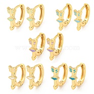 Arrow Real 18K Gold Plated Brass Hoop Earrings, with Enamel, Mixed Color, 13.5x5mm(EJEW-L269-073G)