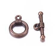 Tibetan Style Alloy Toggle Clasps, Cadmium Free & Nickel Free & Lead Free, Red Copper, 15x11mm, Hole: 2mm(RLF0034Y-NF)