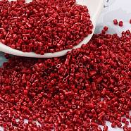 Baking Paint Glass Seed Beads, Cylinder, FireBrick, 2x1.5mm, Hole: 1mm, about 5599pcs/50g(X-SEED-S042-05B-89)