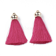 Polyester Tassel Big Pendant Decorations, with CCB Plastic Findings, Deep Pink, 65~75x15.5mm, Hole: 3mm(FIND-S265-05)