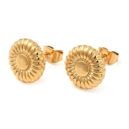 Vacuum Plating 304 Stainless Steel Stud Earing for Women, Flower, Golden, 10.5mm(EJEW-M224-05G)