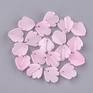 Spray Painted Glass Pendants, Fish, Pink, 14.5~15x14.5x4.5mm, Hole: 1mm(GGLA-S039-01C-01)