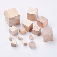 Undyed Wooden Cubes, Unfinished Wood Blocks for Wood Crafts & Painting, Blanched Almond, 10~40x10~40x10~40mm(WOOD-F005-19)