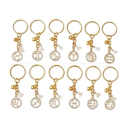 Brass Micro Pave Cubic Zirconia Keychain, Constellation, Golden, 7.15cm, 1pc/style, 12pcs/set(KEYC-JKC00796)