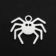 Halloween 201 Stainless Steel Charms, Laser Cut, Spider, Stainless Steel Color, 12x14.5x1mm, Hole: 1.6mm(STAS-N090-JA700)