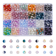 600Pcs 24 Colors Transparent Crackle Glass Beads, Round, Mixed Color, 8mm, Hole: 1.5mm, 25Pcs/color(GLAA-BC0001-26)