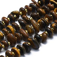 Natural Tiger Eye Beads Strands, with Seed Beads, Flat, 7~13x8~9x3~4mm, Hole: 1mm, about 68pcs/strand, 14.76''(37.5cm)(G-K245-H04-01)
