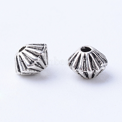 Tibetan Style Alloy Spacer Beads, Bicone, Cadmium Free & Nickel Free & Lead Free, Antique Silver, 5x4mm, Hole: 1mm(X-TIBE-Q063-48AS-NR)