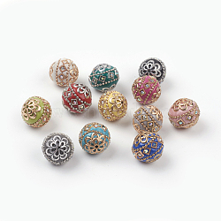Handmade Indonesia Beads, with Metal Findings, Round, Mixed Color, 19.5x19mm, Hole: 1mm(IPDL-E010-20)