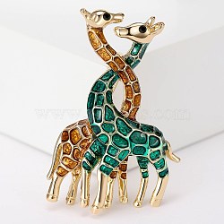 Giraffe Enamel Pins, Light Golden Alloy Brooches for Backpack Clothes, Green, 47x33mm(JEWB-Q004-01KCG-02)