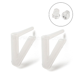 Hypoallergenic Bioceramics Zirconia Ceramic Stud Earrings, No Fading and Nickel Free, Alphabet, Letter V, 7x5.5mm(EJEW-F340-04V)