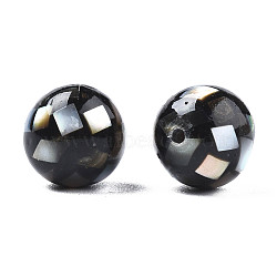 Natural Black Lip Shell Beads, Round, 8mm, Hole: 1mm(SHEL-N026-189B-03)