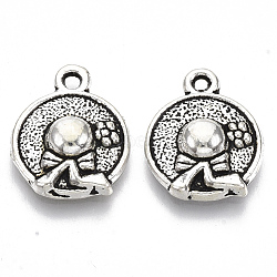 Tibetan Style Alloy Pendants, Cadmium Free & Lead Free, Woman Hat, Antique Silver, 17x14x4mm, Hole: 1.2mm, about 700pcs/1000g(TIBE-N006-43AS-LF)