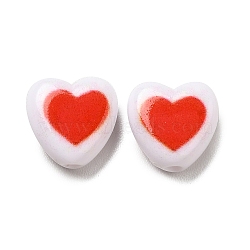 Opaque Acrylic Enamel Beads, Heart, Red, 8.5x8.5x4mm, Hole: 1.5mm(OACR-P017-D03)