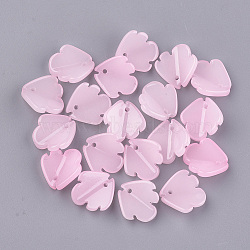 Spray Painted Glass Pendants, Fish, Pink, 14.5~15x14.5x4.5mm, Hole: 1mm(GGLA-S039-01C-01)