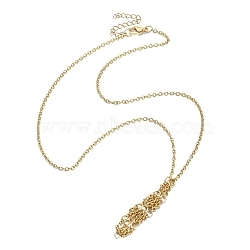 304 Stainless Steel Macrame Pouch Empty Stone Holder for Pendant Necklaces Making, with Brass Cable Chains, Golden, 17.95 inch(45.6cm), Tray: 47x6mm(NJEW-JN04383-03)
