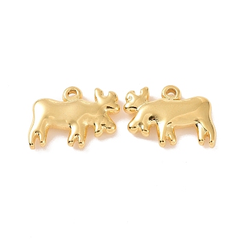 Ion Plating(IP) 304 Stainless Steel Pendants, Cattle Charms, Golden, 12x15.5x3mm, Hole: 1.2mm