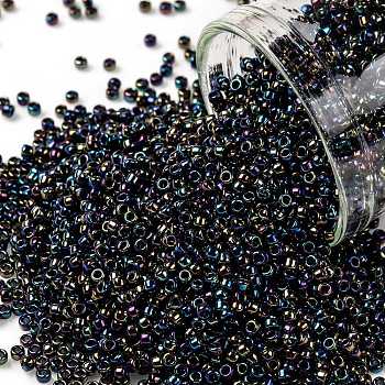 TOHO Round Seed Beads, Japanese Seed Beads, (86) Metallic AB Iris, 15/0, 1.5mm, Hole: 0.7mm, about 3000pcs/10g