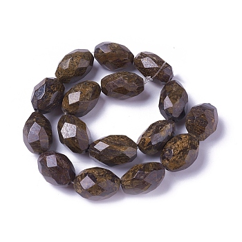 Natural Bronzite Beads Strands, Faceted, Oval, 22~28x14~19mm, Hole: 1.8mm, about 16pcs/strand, 16.14 inch