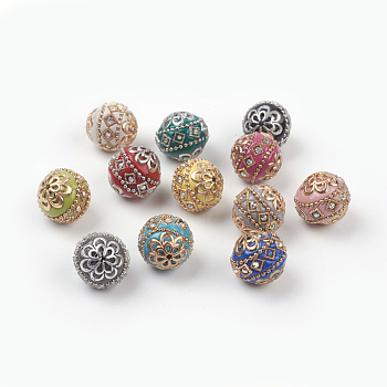 Handmade Indonesia Beads, with Metal Findings, Round, Mixed Color, 19.5x19mm, Hole: 1mm