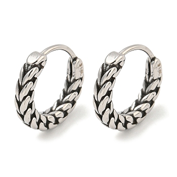 316 Surgical Stainless Steel Hoop Earrings for Women and Men, Ring, Antique Silver, 15x2.5mm