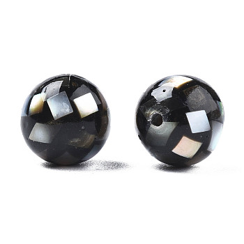 Natural Black Lip Shell Beads, Round, 8mm, Hole: 1mm