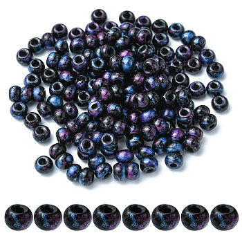 6/0 Opaque Glass Seed Beads, Round Hole, Rondelle, Black, 4~4.5x3~4mm, Hole: 0.8~1.5mm, 10g/box