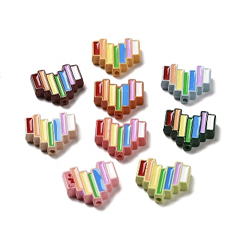 Baking Paint Acrylic Beads, with Enamel, Rainbow Color Pride Heart, Mixed Color, 24x27.5x7mm, Hole: 2.5mm